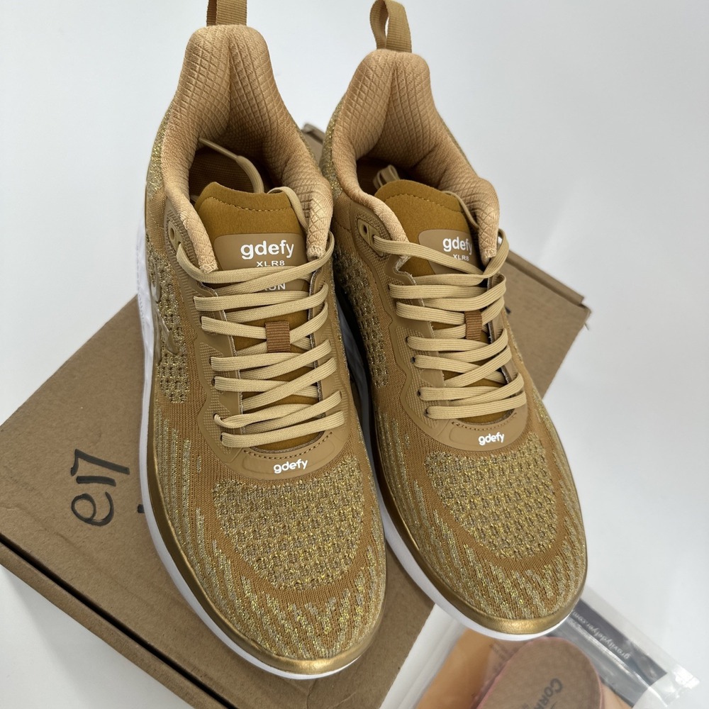 gdefy XLR8 RUN Women's 10.5‎ Gravity Defyer Running Shoes TB9034FGO Gold New - Picture 2 of 6